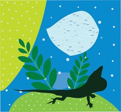 green lizard anole with pattern artistic background clipart