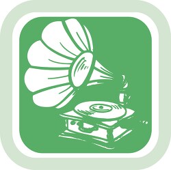 green square white gramophone icon