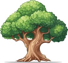 green tree with large brown branches clip art