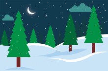 green trees in the snow clipart
