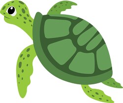 green turtle with a long neck and a green shell