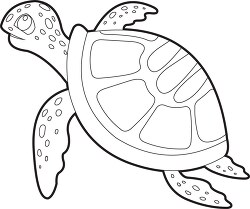 green turtle with a long neck and a green shell black outline clip art