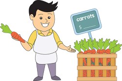 grocer selling vegetable carrot clipart