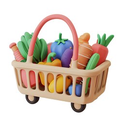 grocery shopping on wheels 3d clay icon