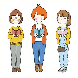 group of girls in casual attire enjoying reading together