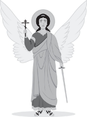 guardian angel with sword christian gray color clipart