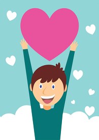 guy with hands up holding heart clipart