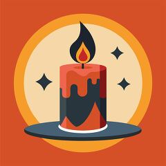 halloween black and orange candle with a black flame