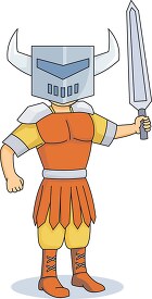 halloween costume warrior with sword and mask clipart
