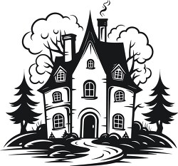 halloween haunted house silhouette