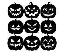 Halloween pumpkins with menacing expressions