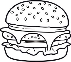 hamburger with all the dressings black outline