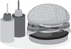 hamburger with ketchup mustard gray color clipart