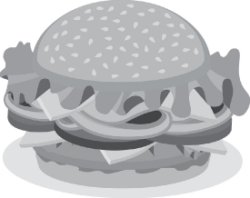 hamburger with onions lettuce cheese gray color clipart
