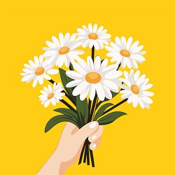 hand holding a bouquet of daisy flowers