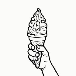 hand holding an ice cream cone black outline