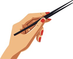 hand holding chopsticks in a simple flat design copy