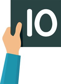 hand holds a sign with number ten