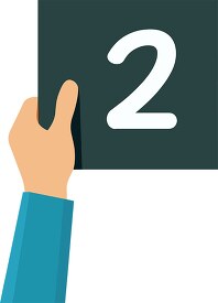 hand holds a sign with number two