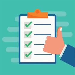 hand with thumbs up approval checklist icon clipart