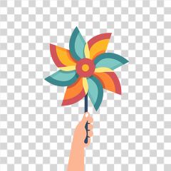 Handheld Pinwheel Spinning in Vibrant Colors