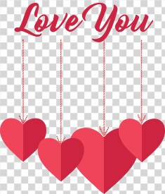hanging valentines day tied with redwhite ribbon with love you t