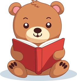 happy bear reading a red book