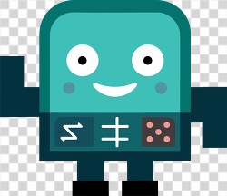 happy blue robot with a square head and antenna