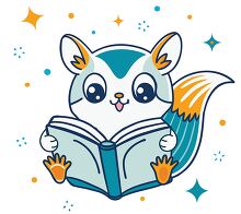 happy cartoon squirrel with an open book clipart