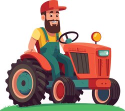 happy farmer sits on his large tractor clip art