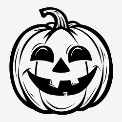 happy Halloween pumpkin with a cute carved grin coloring clipart