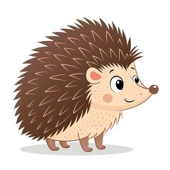 Happy hedgehog character with soft brown fur