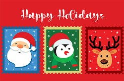 happy holiday christmas stamps clipart