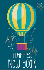 happy new year hot air balloon clipart