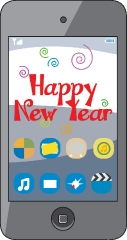 happy new year message on phone clipart 2.eps
