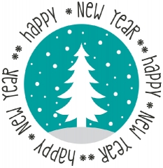 happy new year text with blue background white christmas tree cl