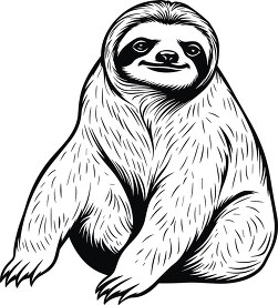 happy sloth black outline clip art
