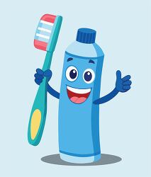 Happy Toothpaste Character Holding Toothbrush