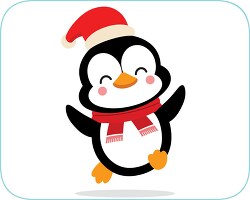 hat wearing happy penguin dancing with joy clipart