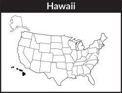 hawaii map square black white clipart