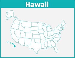 hawaii map square green clipart