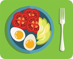 healthy boiled egg vegetable breakfast plate clipart