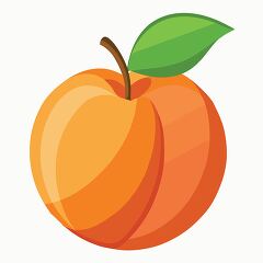 healthy peach fruit with a stem and leaf  clipart