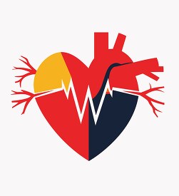 heart icon with red and blue shades and a lifeline through it
