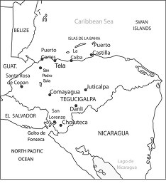 Honduras country map black outline