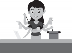 housewife multitasking gray color clipart
