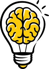 Icon of a brain shaped light bulb