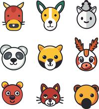 icons of a variety of different animal faces