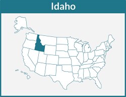 idaho us map square color outline clipart