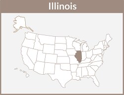 illinois map square color outline clipart